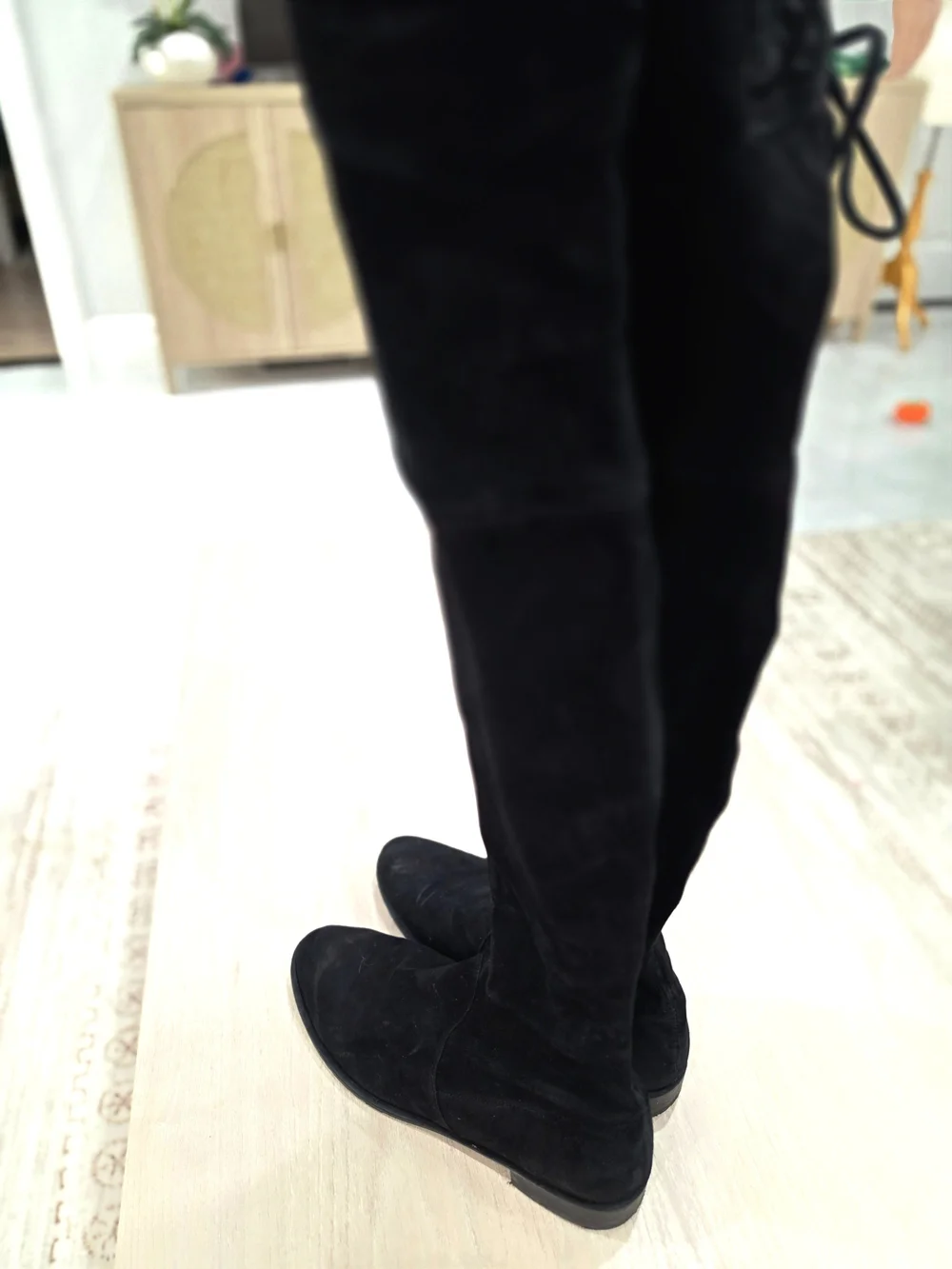 Stuart Weitzman Black Suede Over the Knee Boots Size 9.5 Flat OTK